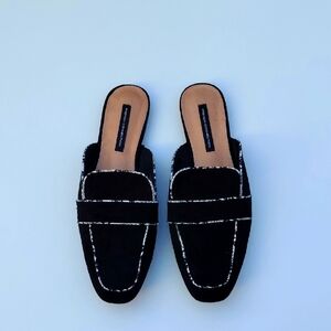FRENCH CONNECTION Women's Danielle Black Vegan Suede Slip On  Mule - 10